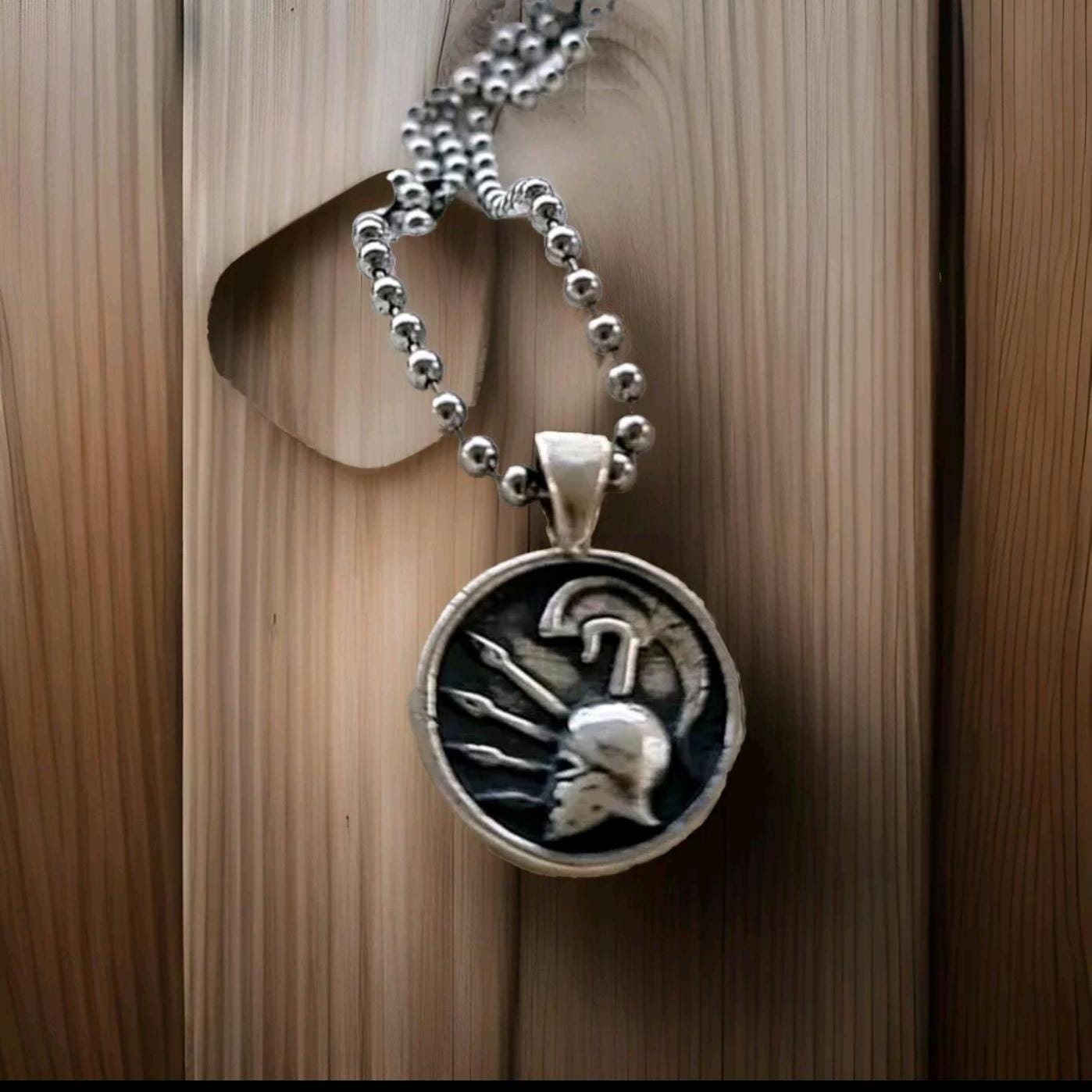Spartan Warrior Helmet Pendant - Sterling Silver Greek Warrior Jewelry