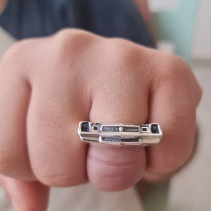 Handmade Silver 1979 Classic Car Ring: Bold Automotive Jewelry