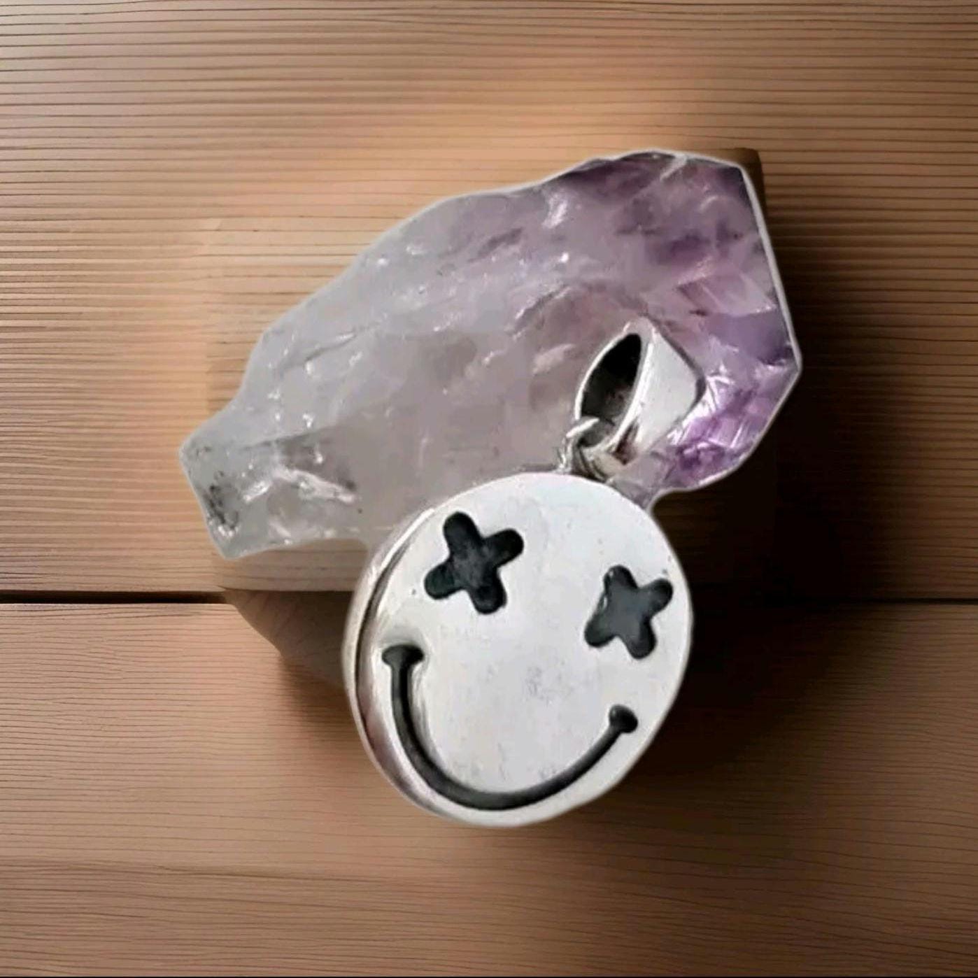 Handmade Sterling Silver Smiley Face Charm Pendant - Minimalist Jewelry