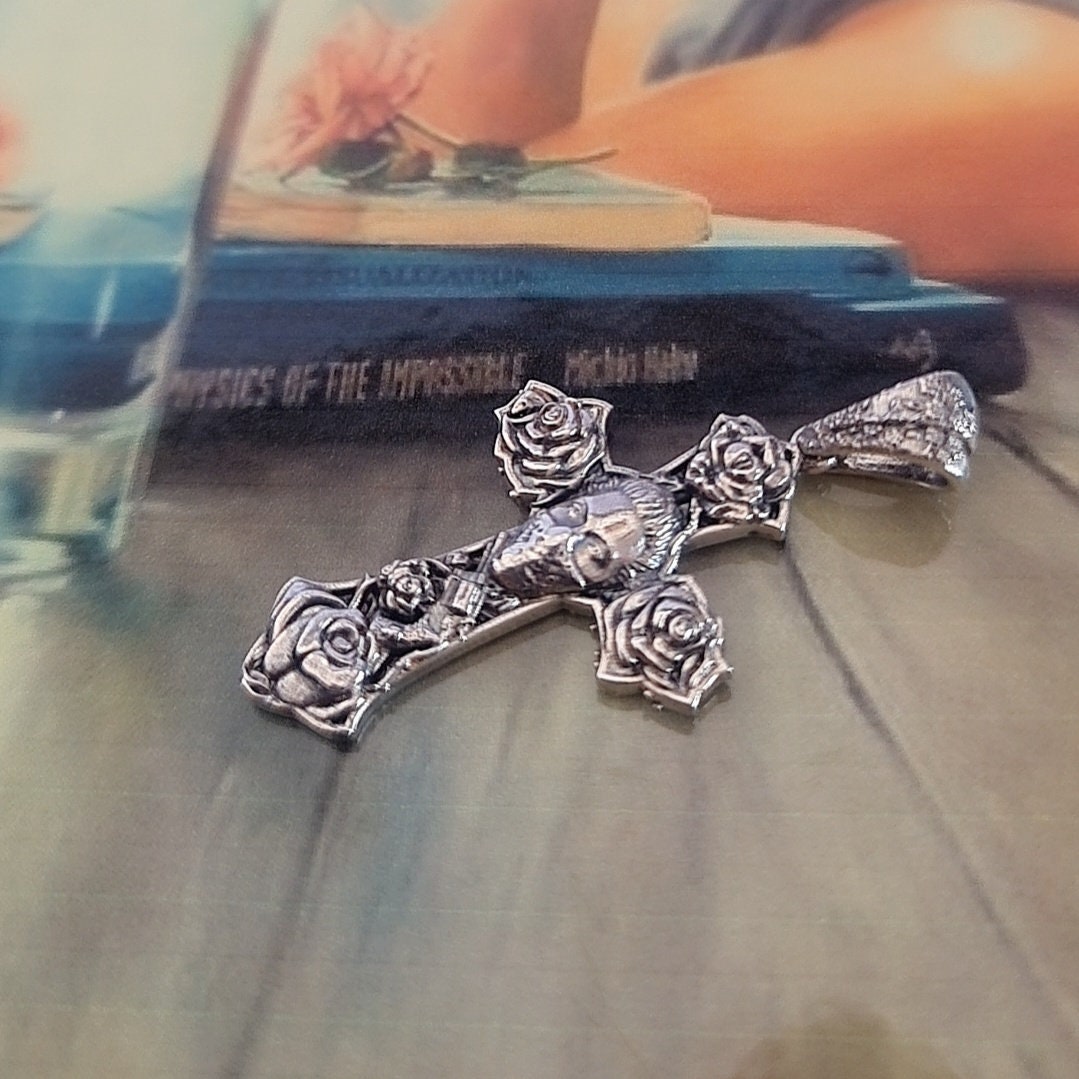 Handmade Sterling Silver Chicano Tattoo Cross Pendant