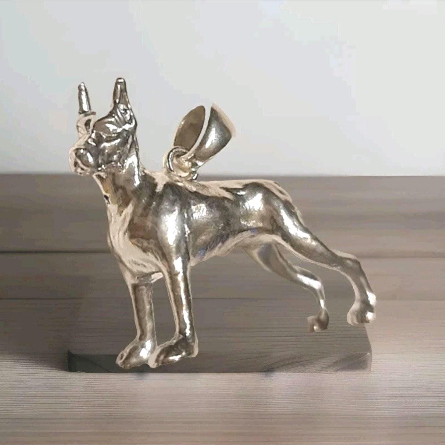 Handmade Sterling Silver Doberman Pendant: 925 Silver Dog Lover Gift