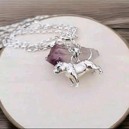 Handmade Silver Exotic Pitbull Dog Pendant: Unique Statement Jewelry