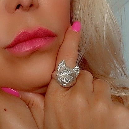 Handmade West Highland Terrier Ring: 925 Silver Pet Lover Accessory