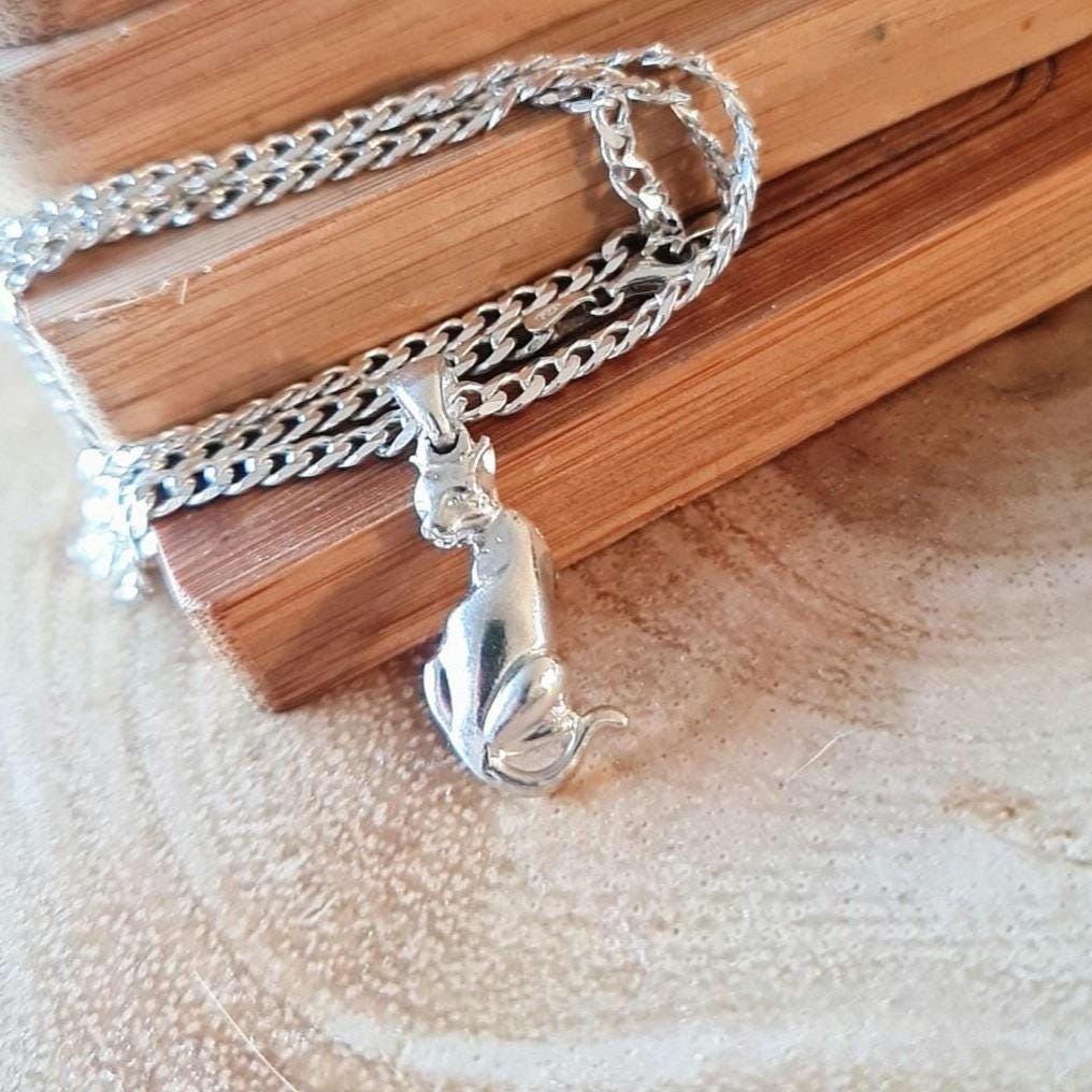 Handcrafted Sterling Silver Cat Pendant: Animal Lover Jewelry