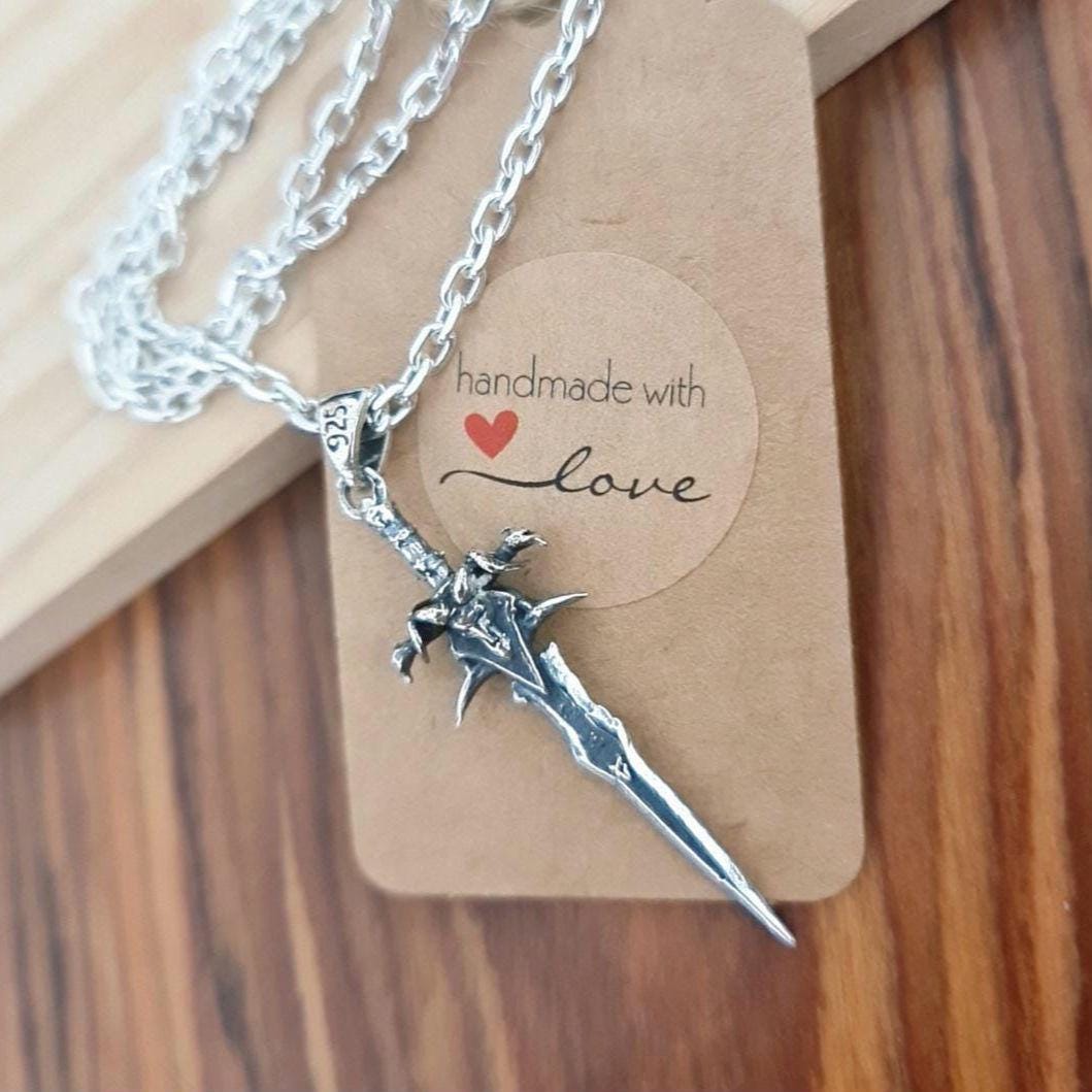 Frostmourne Sword Pendant , Wow, World of Warcraft  , Lich King,  Handmade 925 Sterling Silver
