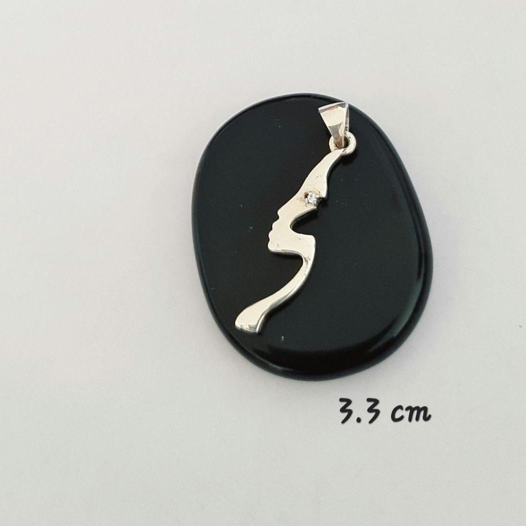 Abstract Face Pendant Sterling Silver Minimalist Modern Jewelry with Stone Eye