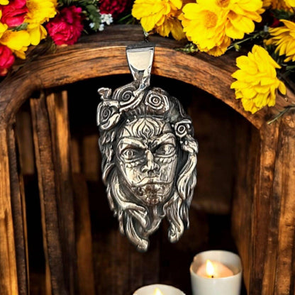 Catrina Pendant • Sugar Skull Necklace • Dia De Los Muertos Jewelry • Gothic Mexican Sterling Silver