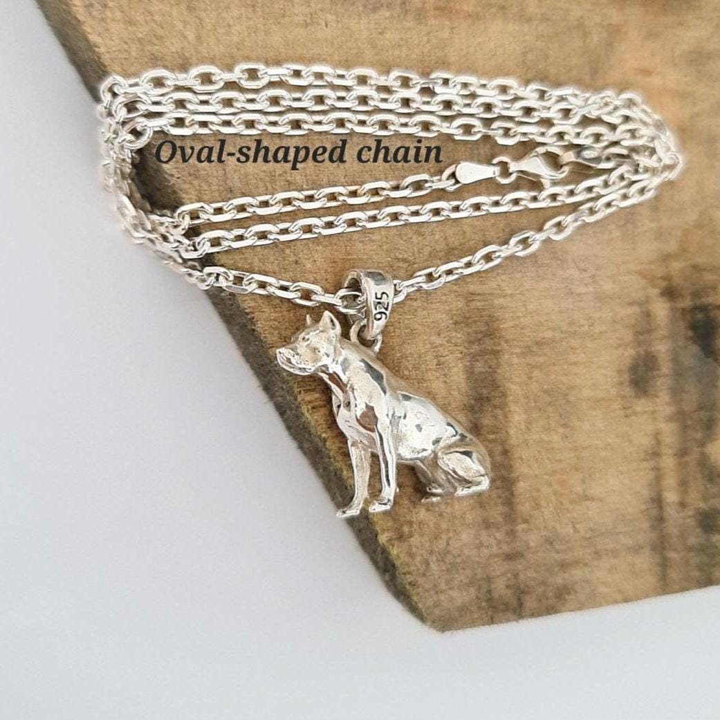 Pitbull  Sterling Silver Solid  figurine Pendant - Pitbull Gift for Lovers of the Breed