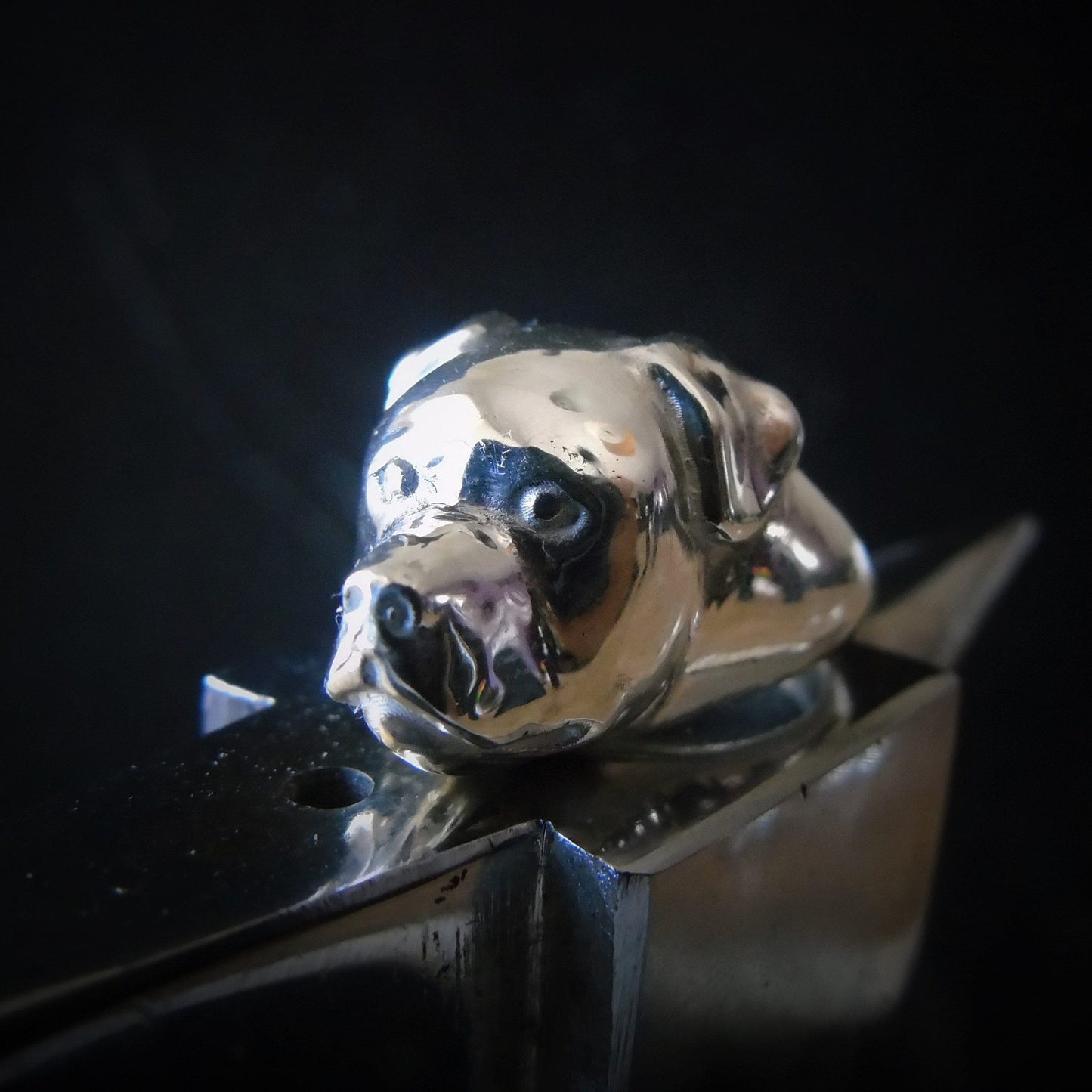 Handmade Rottweiler Ring: Detailed 925 Sterling Silver Dog Band