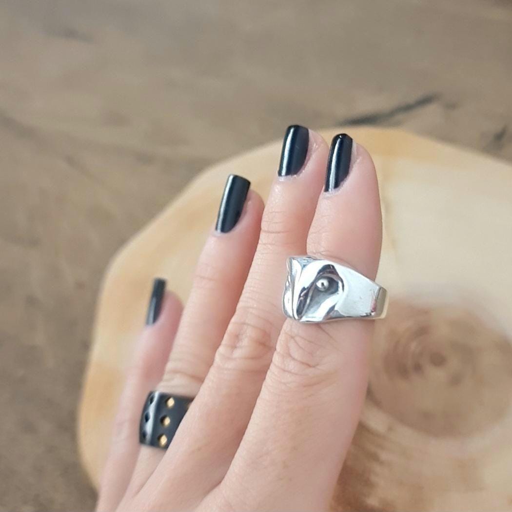 OWL RING - Handcrafted 925 Silver Stylized Animal Jewelry Minimalistic -  solid sturdy