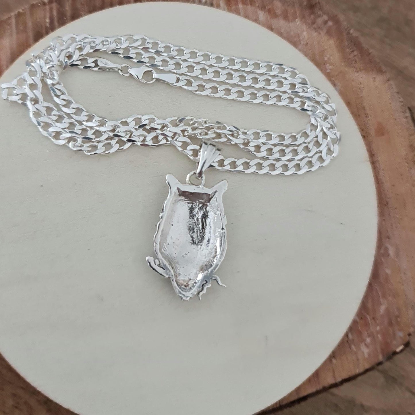 Silver Owl Pendant, Handmade Bird Necklace for Men and Women, Unique Animal Charm,
