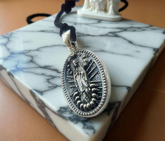 Handmade La Santa  Muerte RosaryPendant -Sterling Silver- A Precious Symbol of Belief and Protection -