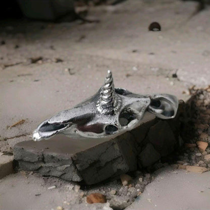 Unicorn Skull Pendant – Sterling Silver  – Mythical Skeleton Jewelry – Enchanted Animal  – Gothic Fantasy Gift