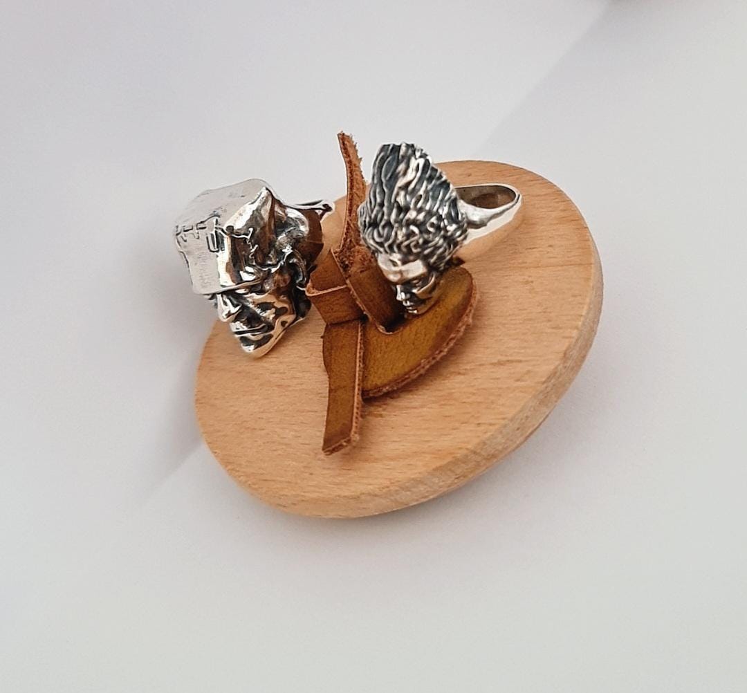 Handcrafted Gothic Frankenstein's Bride Sterling Silver Ring - Horror Enthusiast Gift