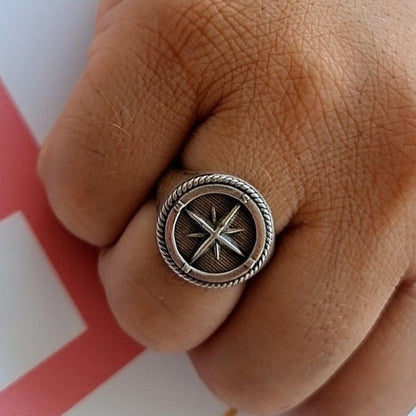 Ultimate Compass Signet Ring - Uniquely Designed Sterling Silver