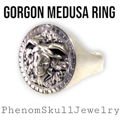 Handmade Sterling Silver Medusa Ring: Gothic Jewelry