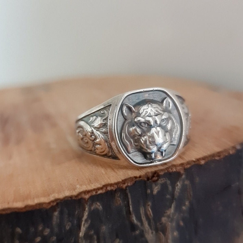Handmade Tiger Ring: Sterling Silver Gothic Animal Jewelry