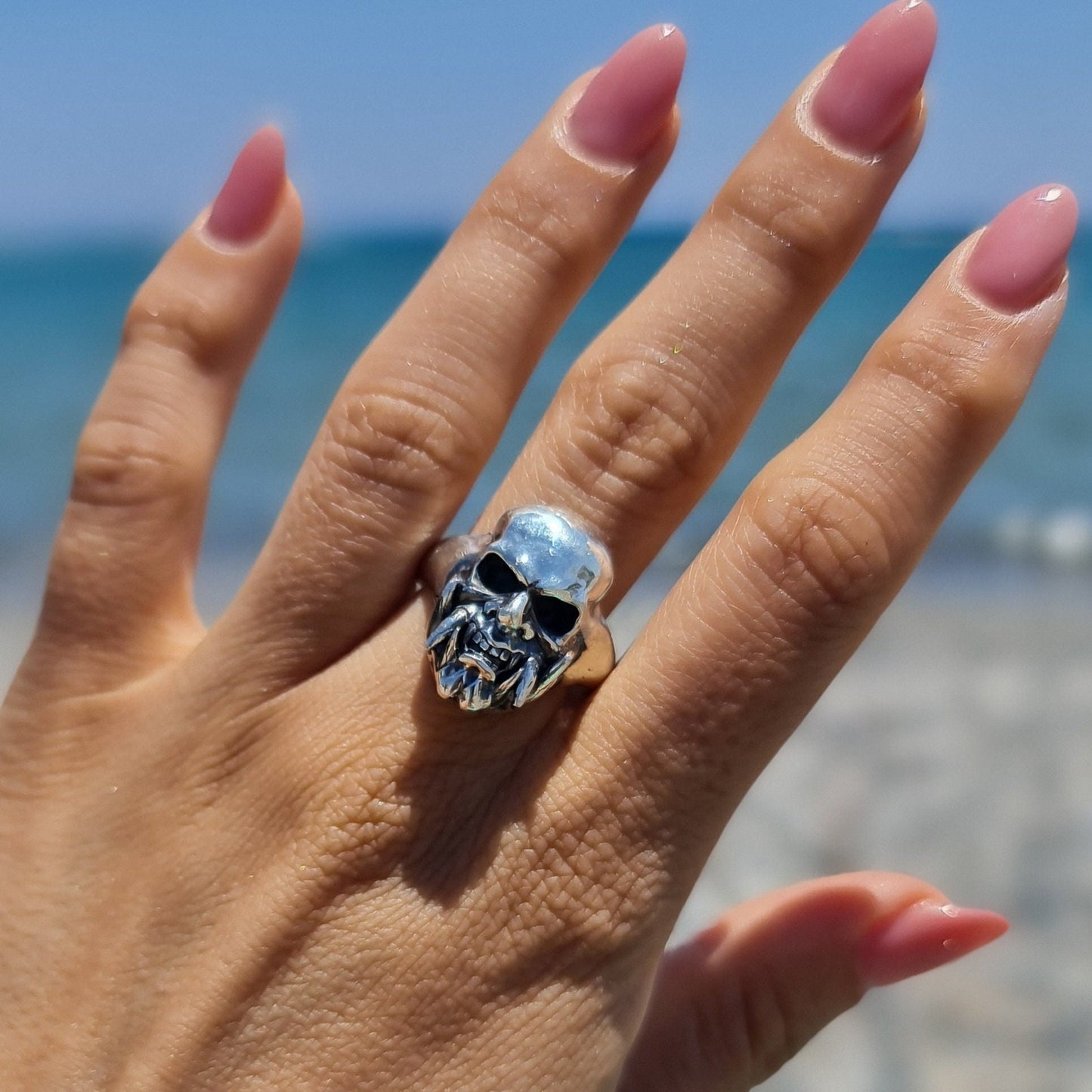 Samurai Japanese  Skull Ring   Sterling Silver Art, Ancient & Modern Japanese Style