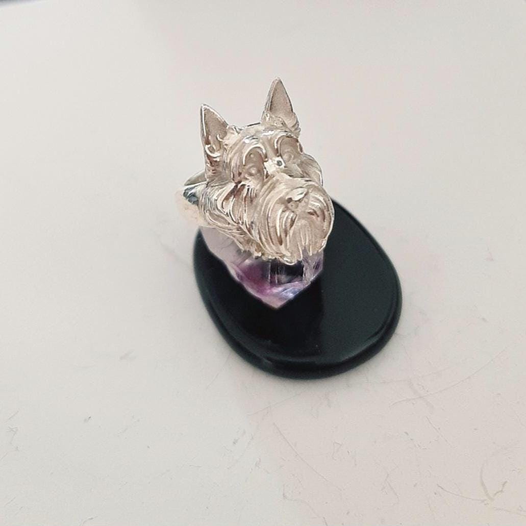 Handmade Scottish Terrier Ring: 925 Sterling Silver Scottie Dog Jewelry