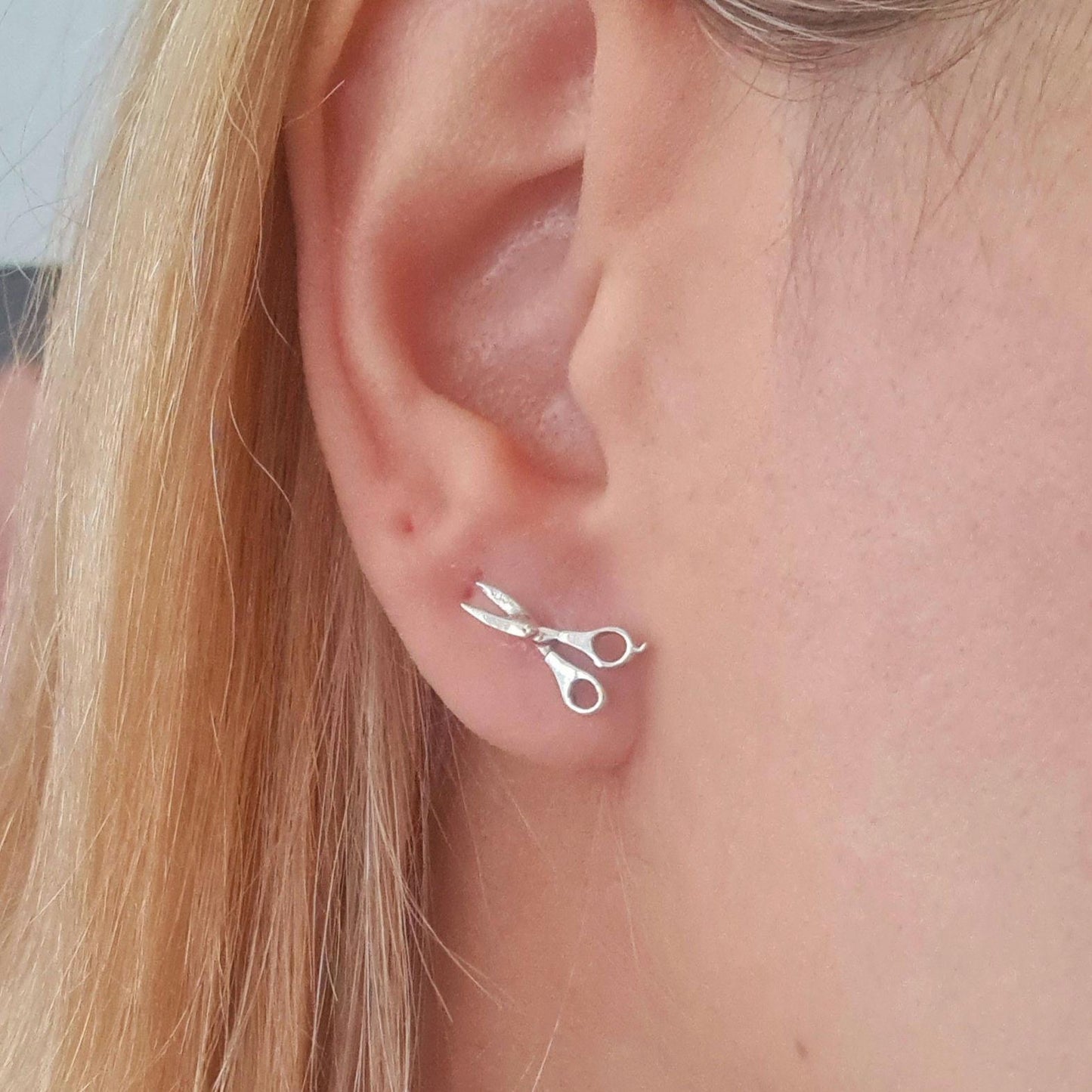 Scissors Stud Earrings - trendy earrings for barber, hairdresser sterling silver