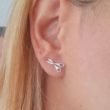 Scissors Stud Earrings - trendy earrings for barber, hairdresser sterling silver