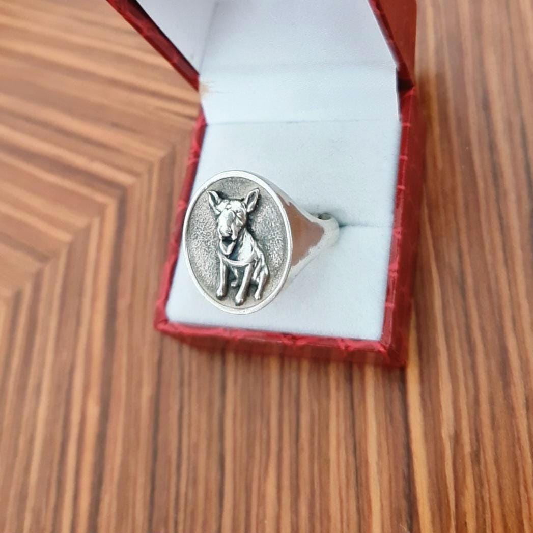 Custom Sterling Silver Dog Portrait Ring: Personalized Pet Keepsake