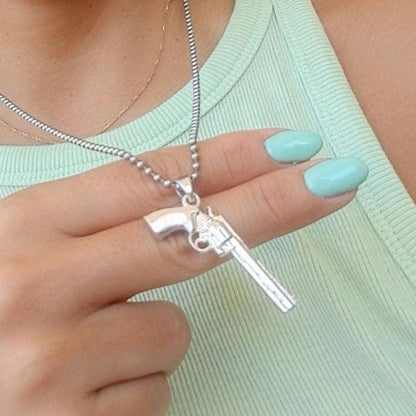Handmade Sterling Silver Revolver Pendant: Western Style Jewelry