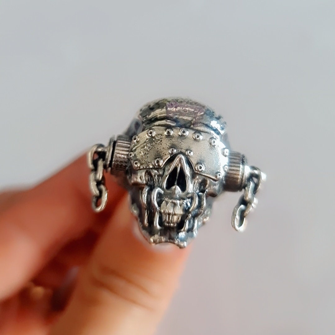 Handmade Sterling Silver Megadeth Vic Rattlehead Skull Ring - Heavy Metal Biker Jewelry