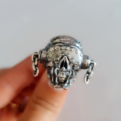 Handmade Sterling Silver Megadeth Vic Rattlehead Skull Ring - Heavy Metal Biker Jewelry