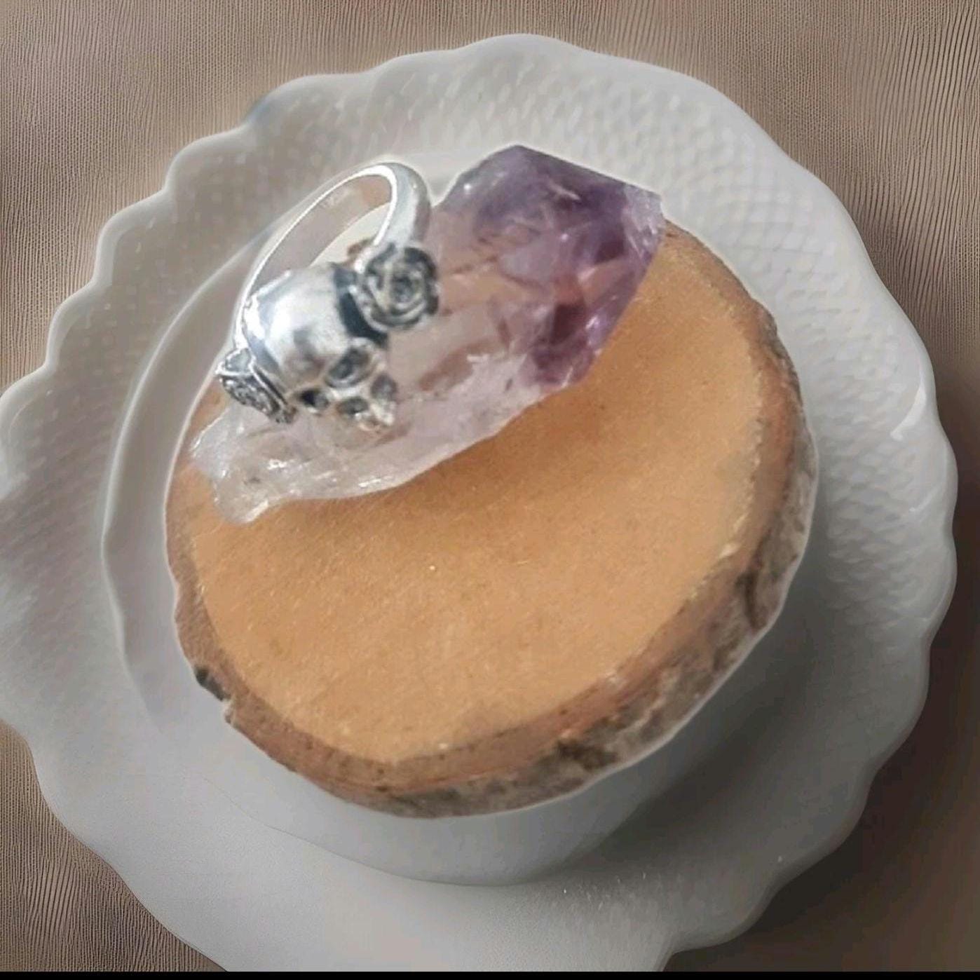 Handmade Sterling Silver Skull Ring with Roses: Edgy Gothic Jewelry