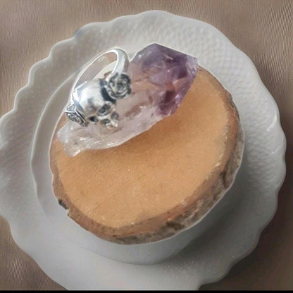 Handmade Sterling Silver Skull Ring with Roses: Edgy Gothic Jewelry