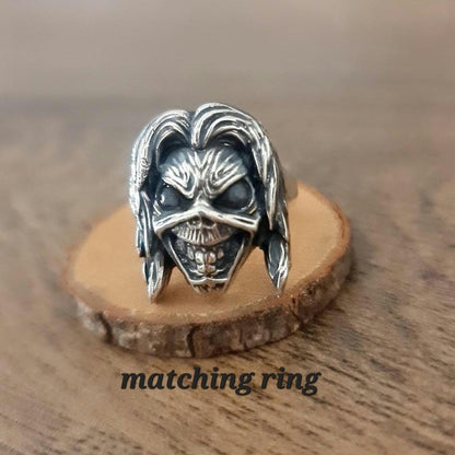Iron Maiden Eddie Killers Pendant, Skull Pendant, Biker - Rock  - Heavy metal  statement charm Sterling silver