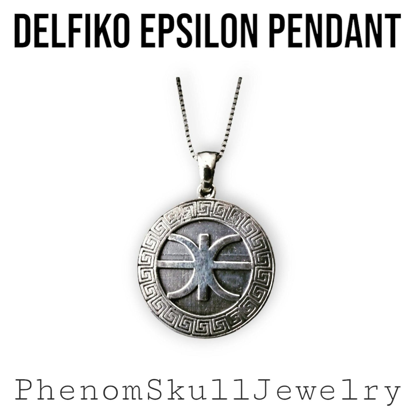 Delphic Epsilon Pendant - Authentic Greek Symbol - Handmade 925 Silver -