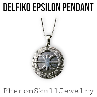 Delphic Epsilon Pendant - Authentic Greek Symbol - Handmade 925 Silver -
