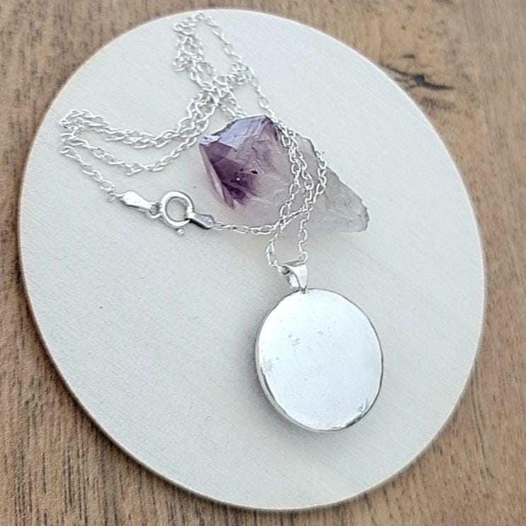 Picasso Art Nouveau Cabochon Necklace: 925 Sterling Silver Pendant