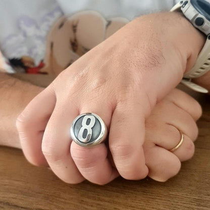 Handmade Sterling Silver 8 Ball Ring: Billiard Inspired Statement Jewelry