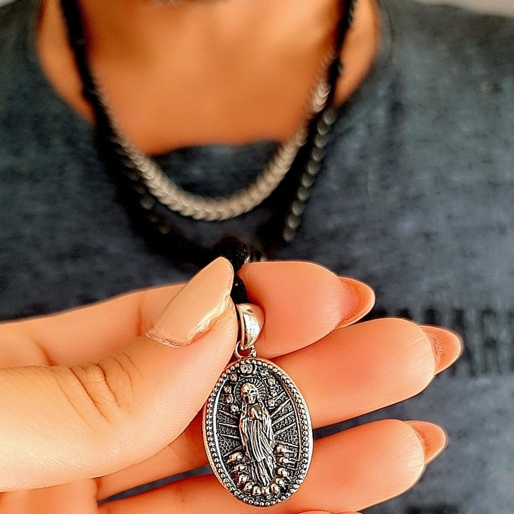 Handmade La Santa  Muerte RosaryPendant -Sterling Silver- A Precious Symbol of Belief and Protection -