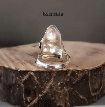 Handmade Sterling Silver Goddess Ring: Gothic Retro Statement Jewelry