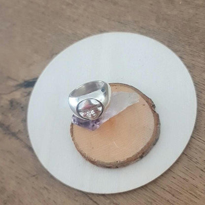 Handmade Sterling Silver Moon Face Ring - Celestial Jewelry