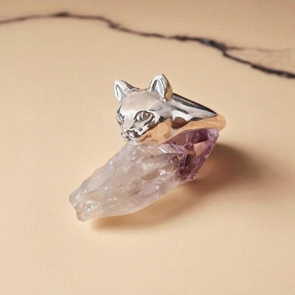 Handmade Sterling Silver Cat Ring: Anatomical Kitty Jewelry