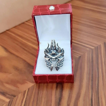 Handmade Sterling Silver Lich King Helmet Ring - Warcraft Inspired