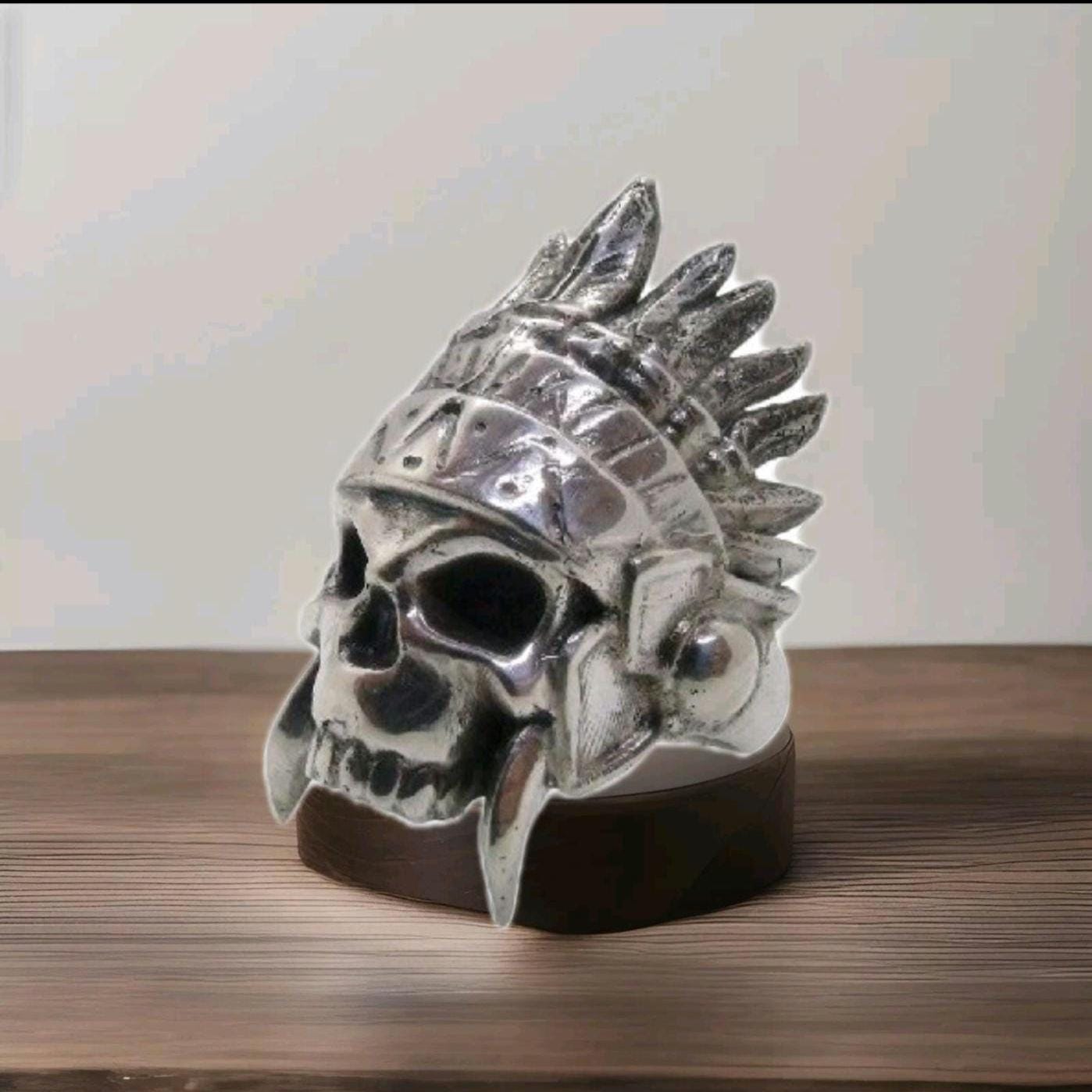 Handmade 925 Sterling Silver Native American Skull Ring: Gothic Chief Indian