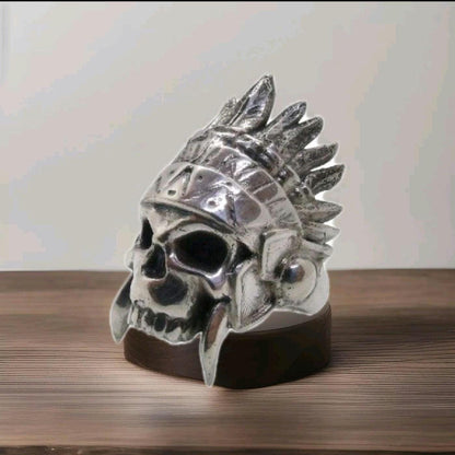 Handmade 925 Sterling Silver Native American Skull Ring: Gothic Chief Indian