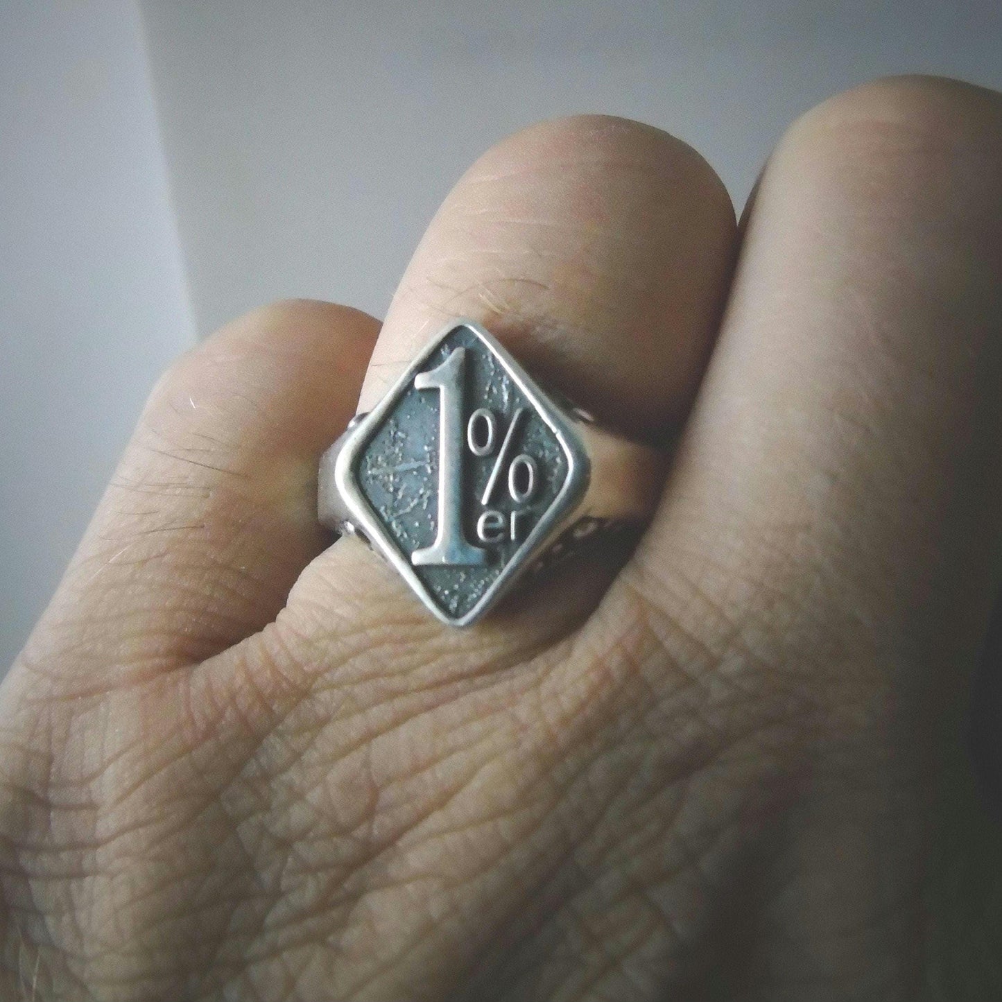 Motorbike Ring in Sterling Silver 1%er - Uniquely Designed Biker Jewelry - Bold & Daring Gift for Outlaws -