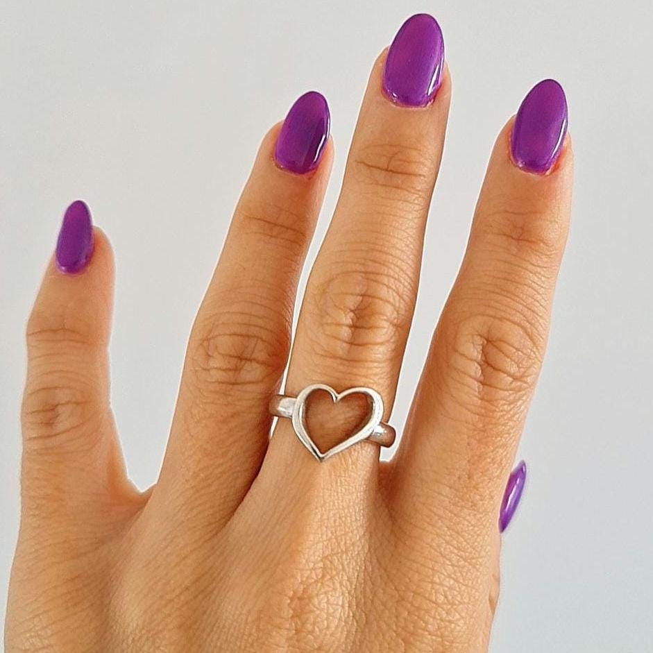Open Heart Ring  Sterling Silver, Minimalist Ring, Geometric
