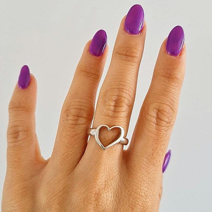 Open Heart Ring  Sterling Silver, Minimalist Ring, Geometric