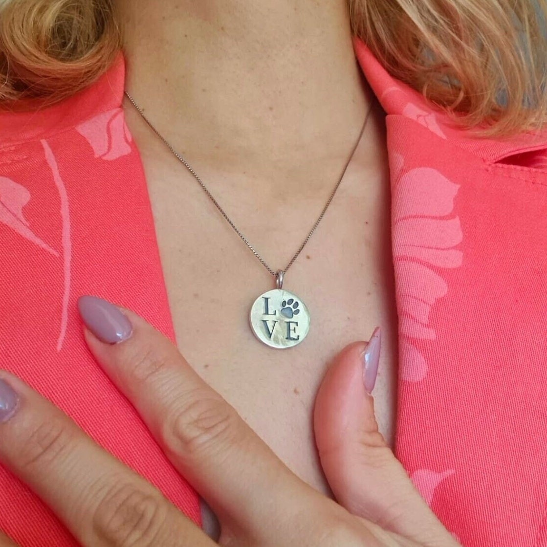 Handmade Silver Paw Print Pendant: Minimalist Pet Lover Necklace