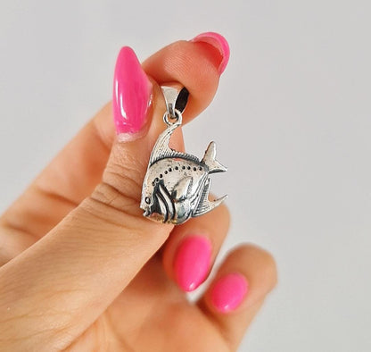 Exotic Fish Pendant - Handmade 925 Sterling Silver Sea Animal Necklace - Minimalist