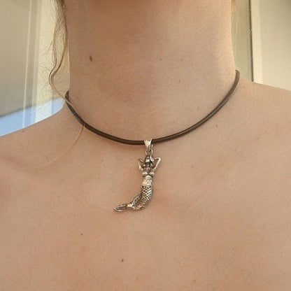 Sterling Silver Mermaid Pendant Necklace: Gothic Sea Lover Gift