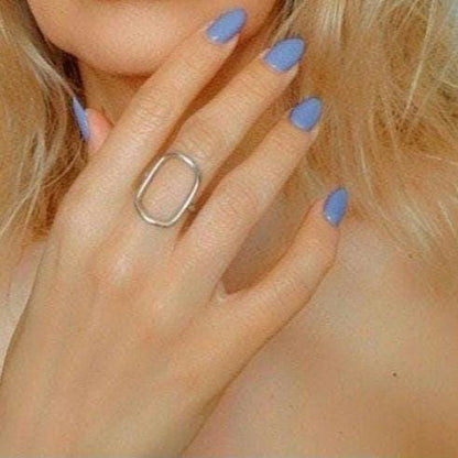 Handmade Sterling Silver Oval Ring: Minimalist Geometric Jewelry
